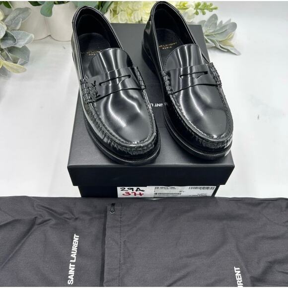 Women's Saint Laurent leather penny loafers size 37.5 made in Italy - Picture 3 of 13